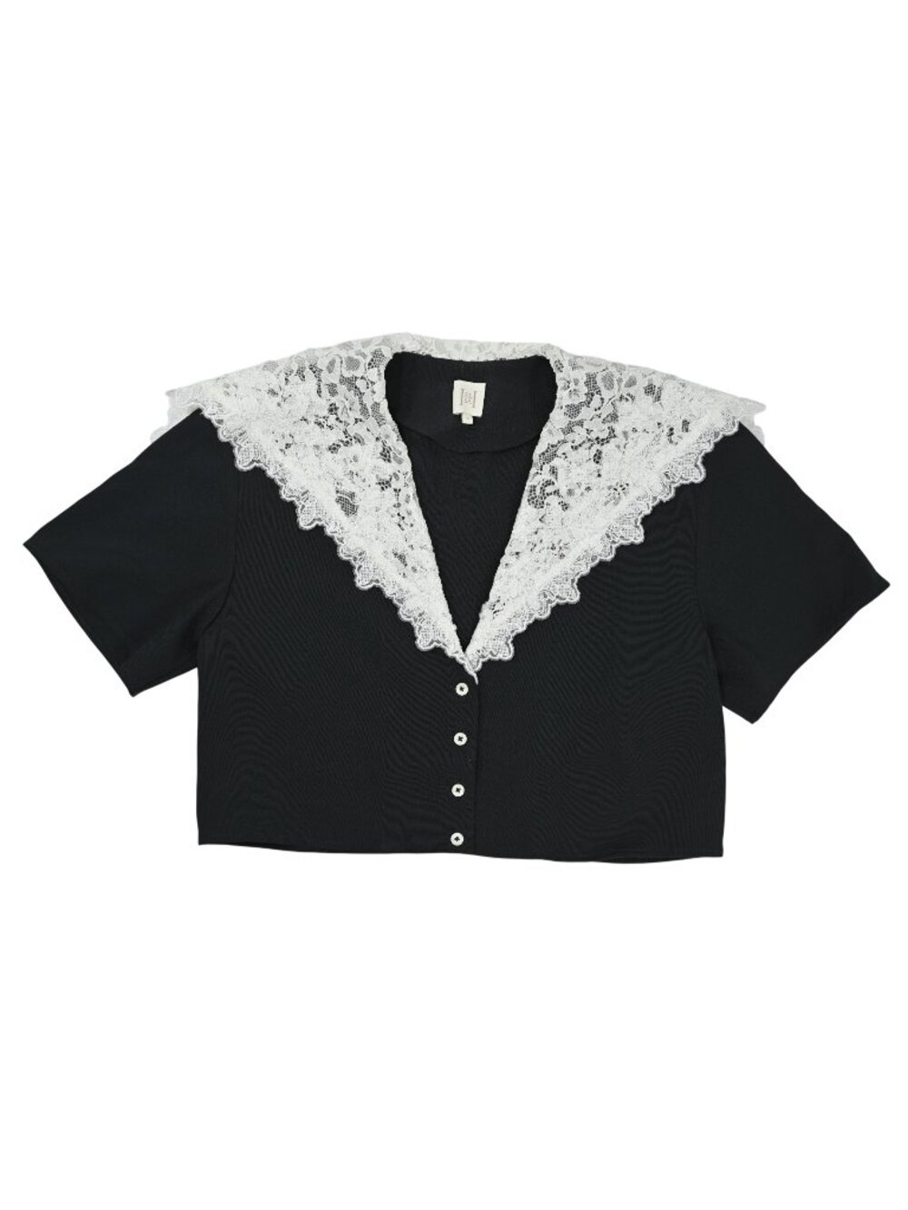 Helsa The Sailor Shirt With Lace Collar in Black